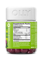 Nutrition facts panel on the bottle