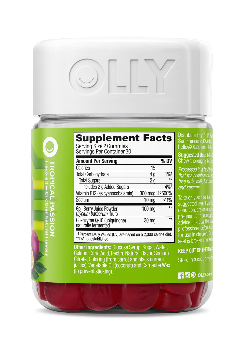 OLLY Daily Energy gummy cap open, ready for a daily dose.