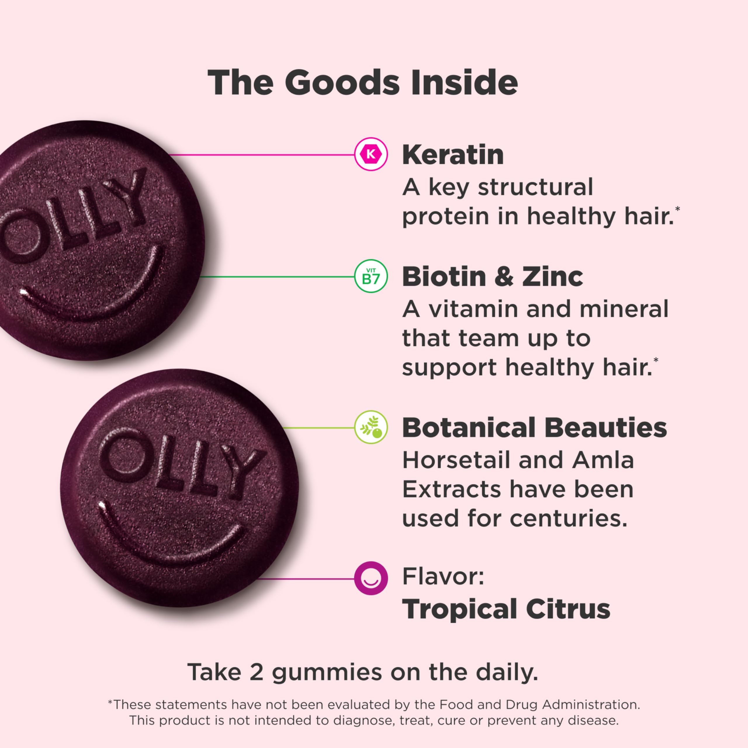 Close-up of Heavenly Hair Gummies tropical citrus flavor Close-up of Heavenly Hair Gummies tropical citrus flavor