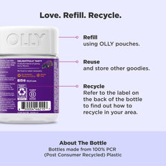 Ingredients and vitamins chart for OLLY Immunity Sleep + Elderberry