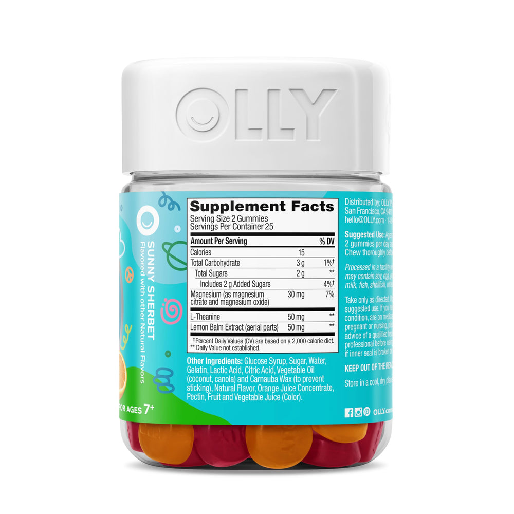 OLLY Kids Chillax age 7+ indication on bottle front