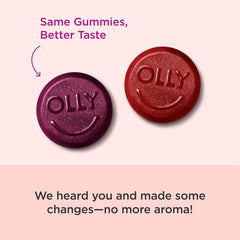 OLLY Men’s Multivitamin Gummy bottle back with nutritional highlights and gluten-free claim.