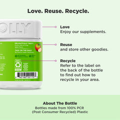 Apple cider vinegar with the Mother illustration on gummy rings packaging.