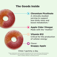 Close-up of chromium picolinate on OLLY Metabolism Gummy Rings label.