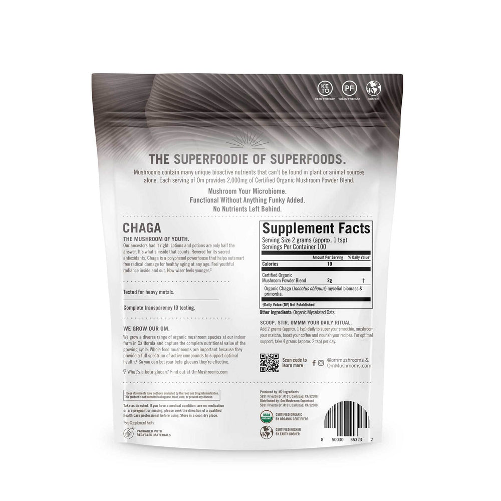 Third-party testing certificate and quality assurance for Om Chaga powder