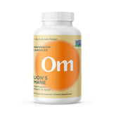 Om Lion’s Mane capsules bottle on white background
