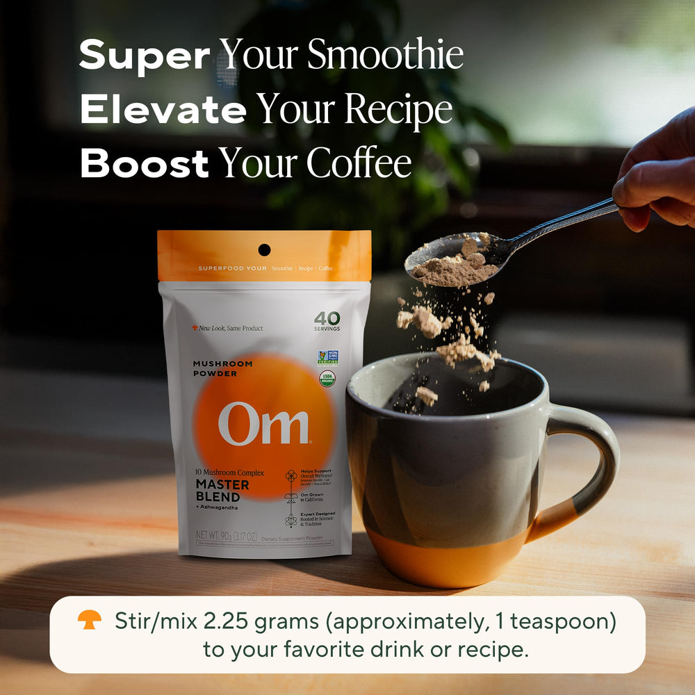 Graphic showing ingredients: 10 mushrooms and beta-glucans