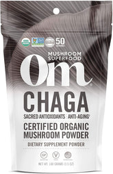Front view of Om Mushroom Superfood Chaga Powder 3.5 oz, US grown
