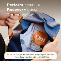 Serving suggestion with shaker bottle and powder