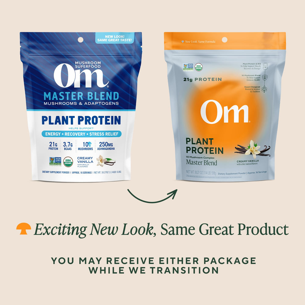 Close up of vanilla flavored vegan protein powder