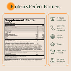 Nutrition highlights showing 21g protein and 3.7g BCAAs per serving
