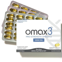 Omax3 Omega-3 blister pack on white background