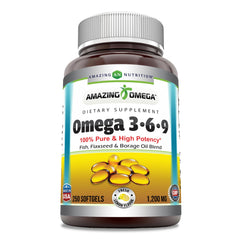 Amazing Omega 3.6.9 lemon bottle with 250 softgels