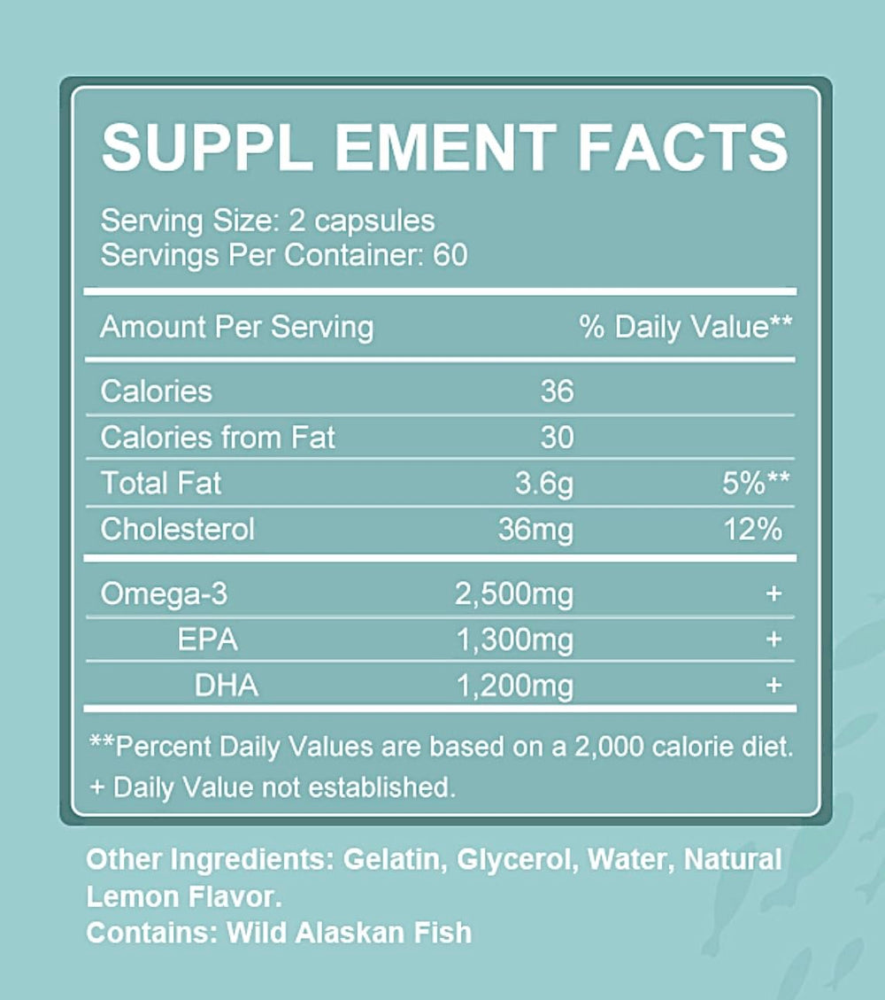 60-day supply of omega-3 softgels with 120 count