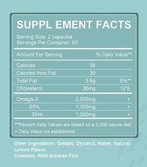 60-day supply of omega-3 softgels with 120 count