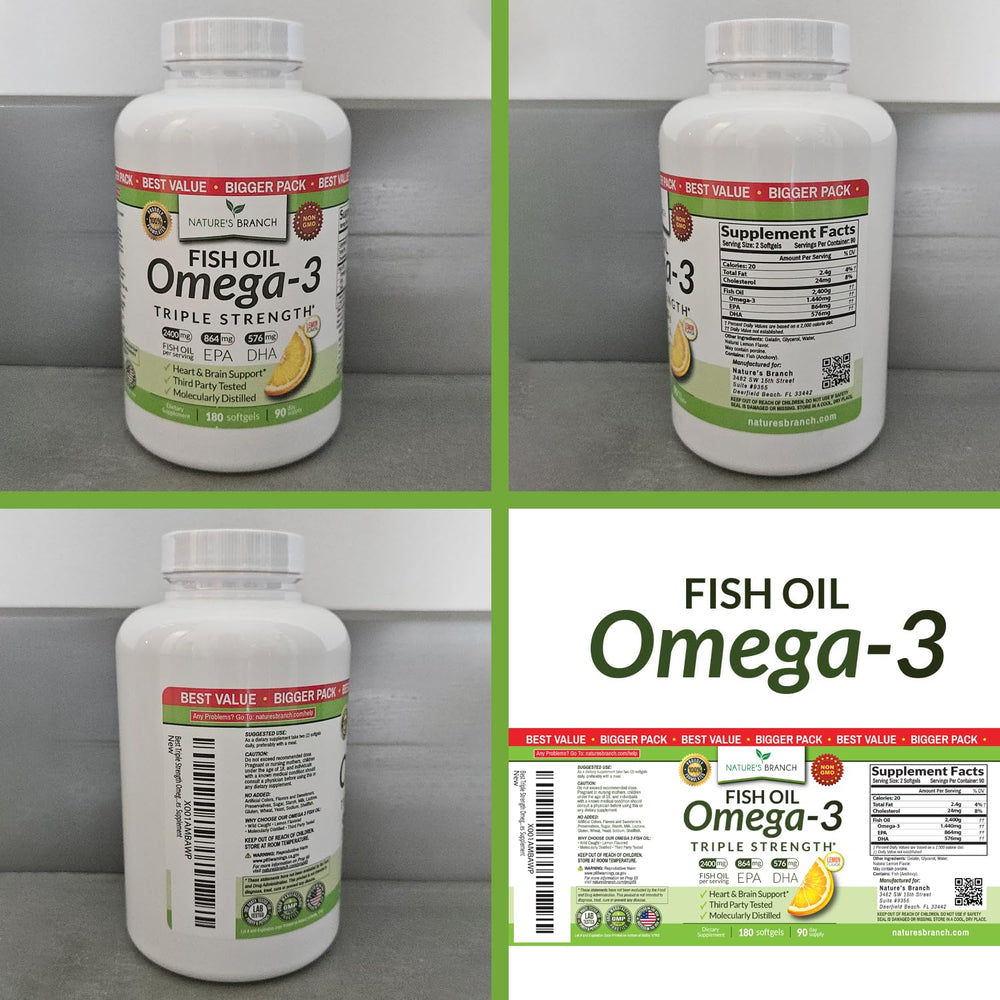Front label reading Best Omega-3 Lemon flavor