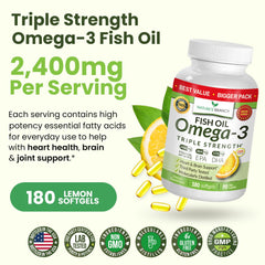 Packaging shows 864mg EPA and 576mg DHA per serving