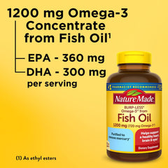 Close-up of omega-3 softgel with EPA 360 mg and DHA 300 mg