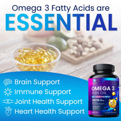 Heart and brain health icons representing omega-3 benefits