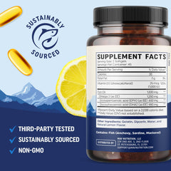 Sustainably sourced, non-GMO fish oil icon
