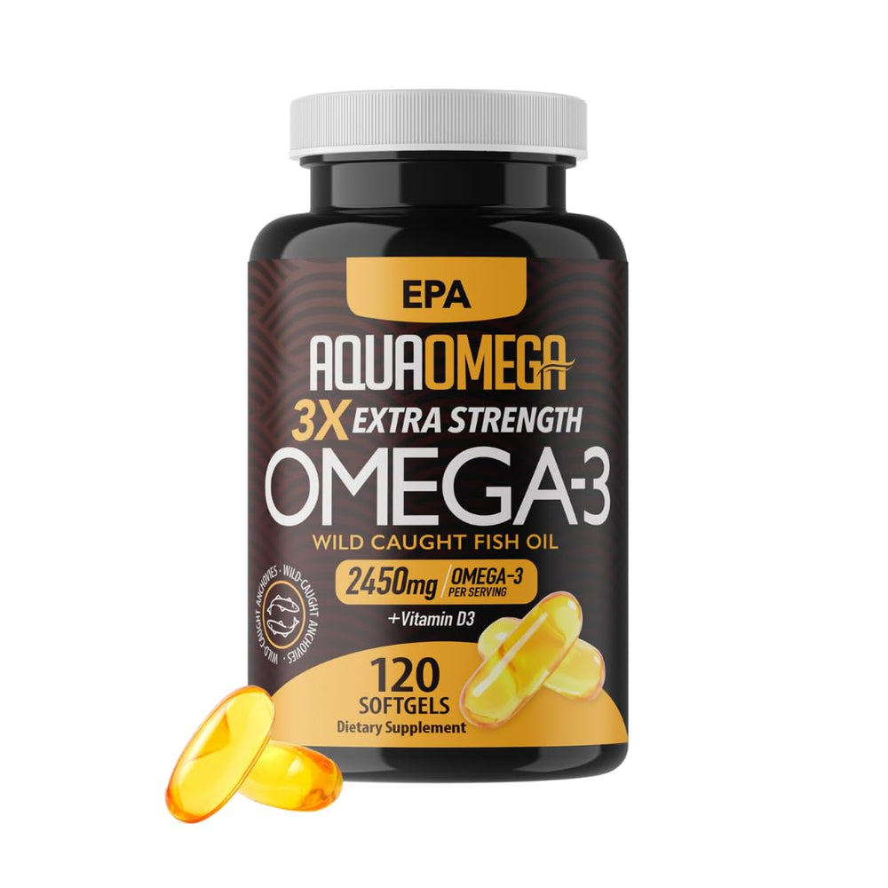 Front view of Triple Strength Omega-3 Fish Oil 120-softgel bottle