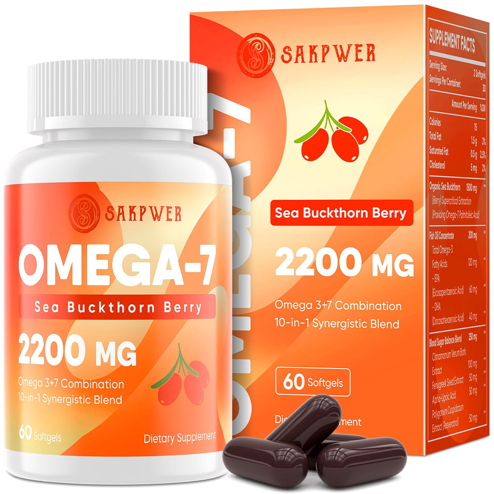 Product image: Omega-7 Sea Buckthorn Oil with Omega-3 and 60 softgels