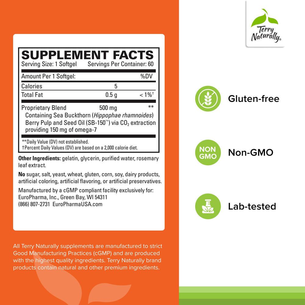 Close-up of Omega-7 softgels