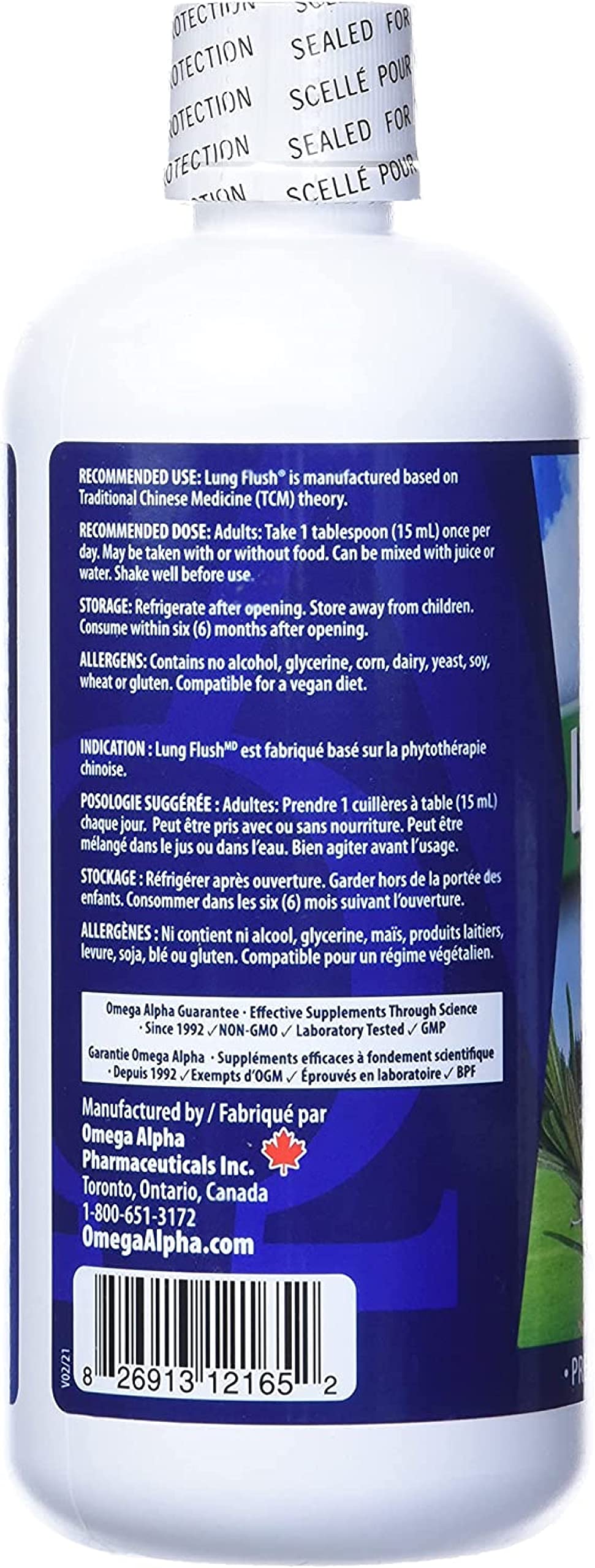 Omega Alpha Lung Flush stored in fridge after opening signals freshness and proper storage.