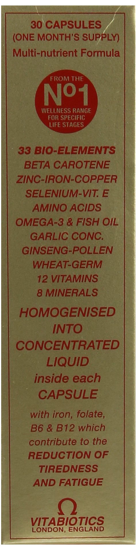 Close-up of Omega-H3 Multivitamin Mineral capsules