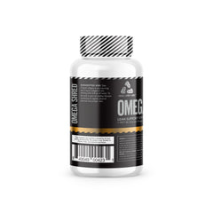 Close-up of Omega Shreds supplement container labeling
