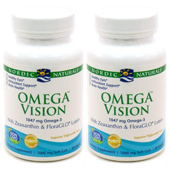 Nordic Naturals Omega Vision Lemon bottle with 60 soft gels, pack of 2