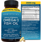 Triple-strength omega-3 fish oil bottle - 180 softgels