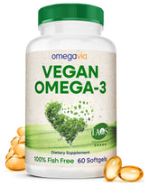 OmegaVia Vegan Omega-3 60 softgels bottle front