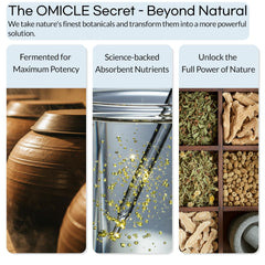 Natural plant-based ingredients illustration for OMICLE