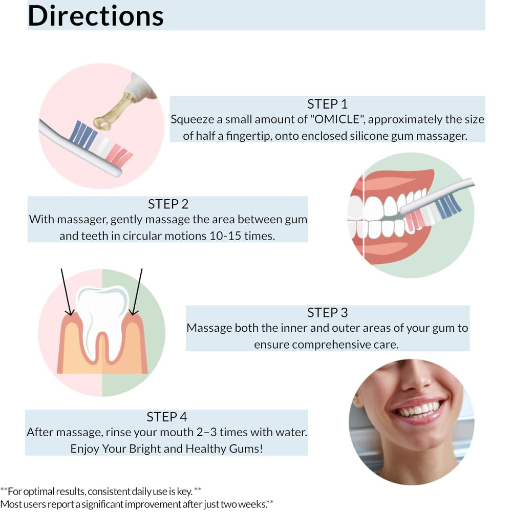 Badges indicating alcohol-free and natural ingredients in OMICLE formula