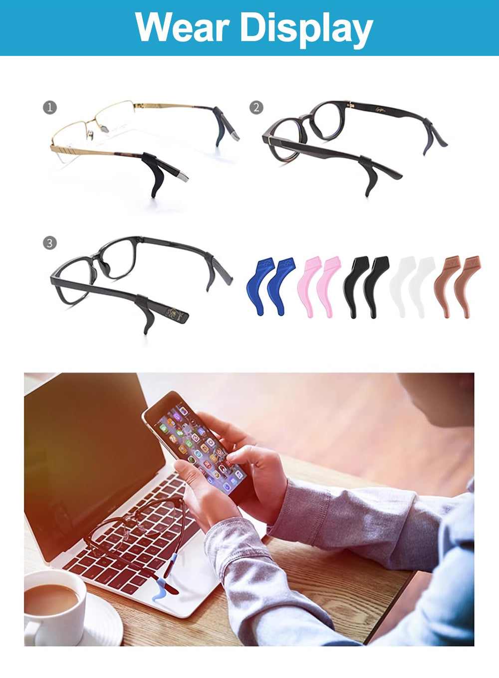 12-pack of Omnful glasses ear grip set