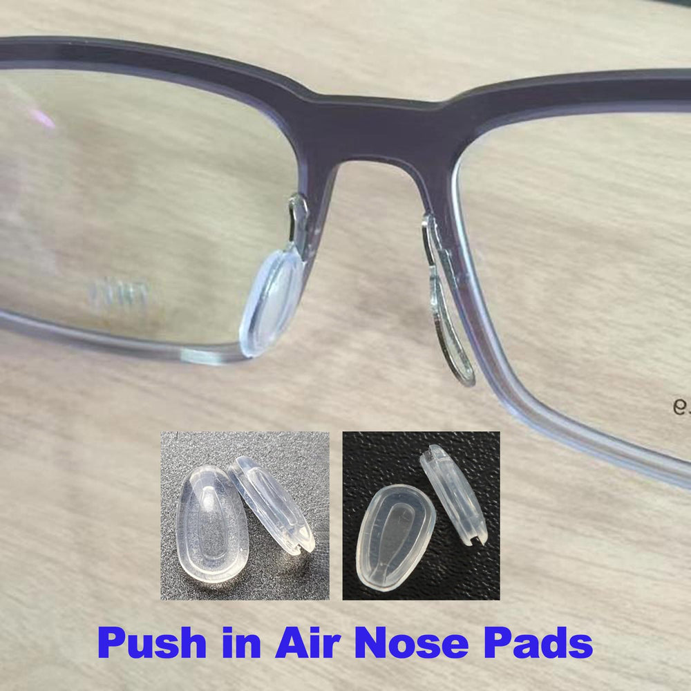 Nose pads compatible with push-in mount frames including Oakley-style eyewear