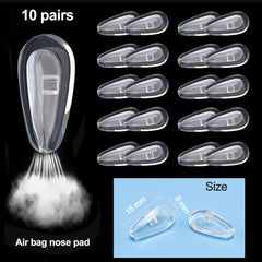 Open kit showing 10 pairs of air-chamber silicone nose pads