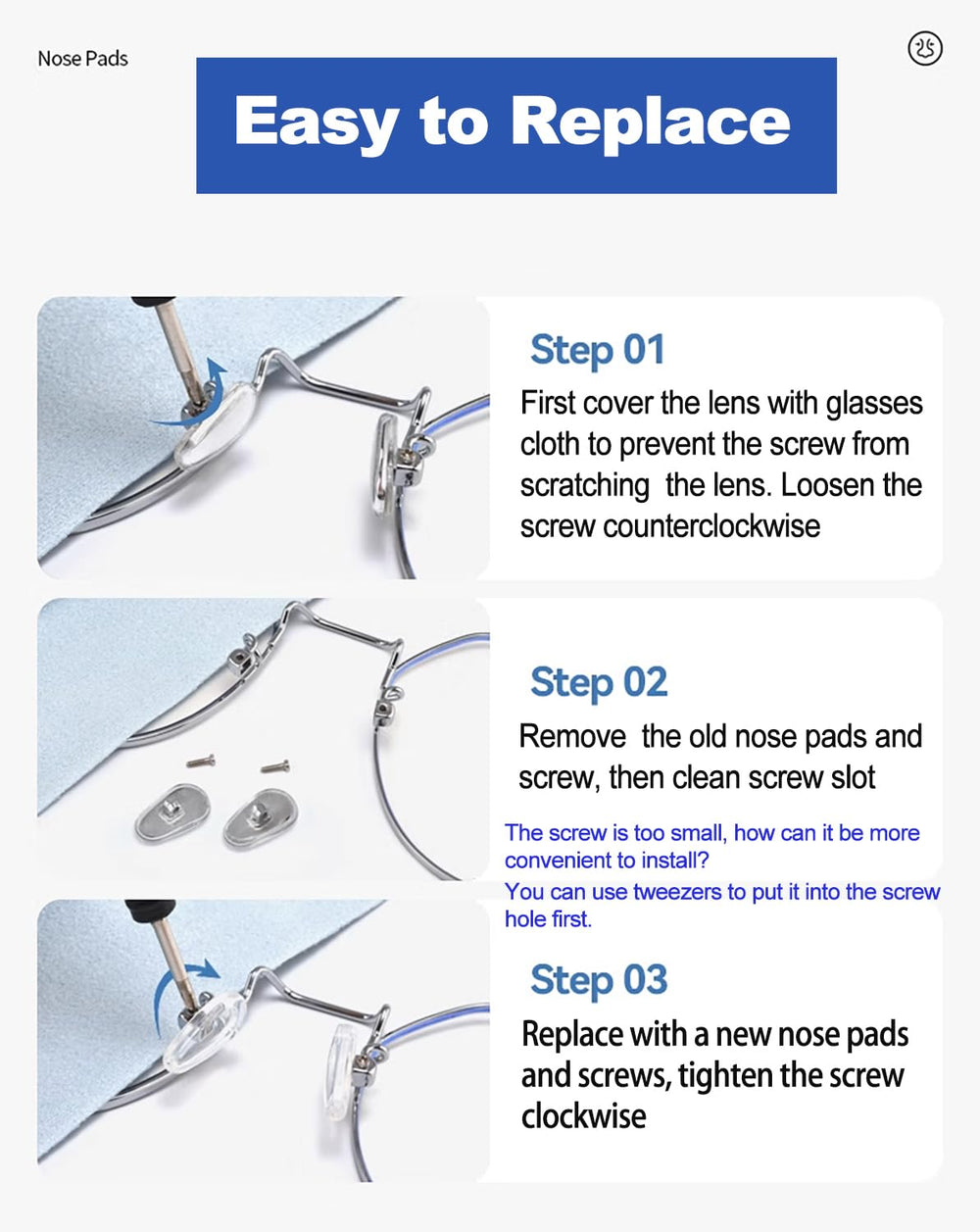 Mini precision tweezers included in kit