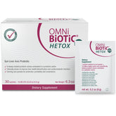 OMNi BiOTiC Hetox bottle front showing detox-supporting probiotic blend for gut-liver health
