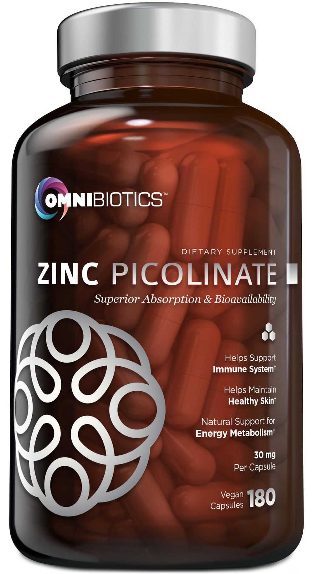 OmniBiotics Zinc Picolinate 30mg supplement bottle
