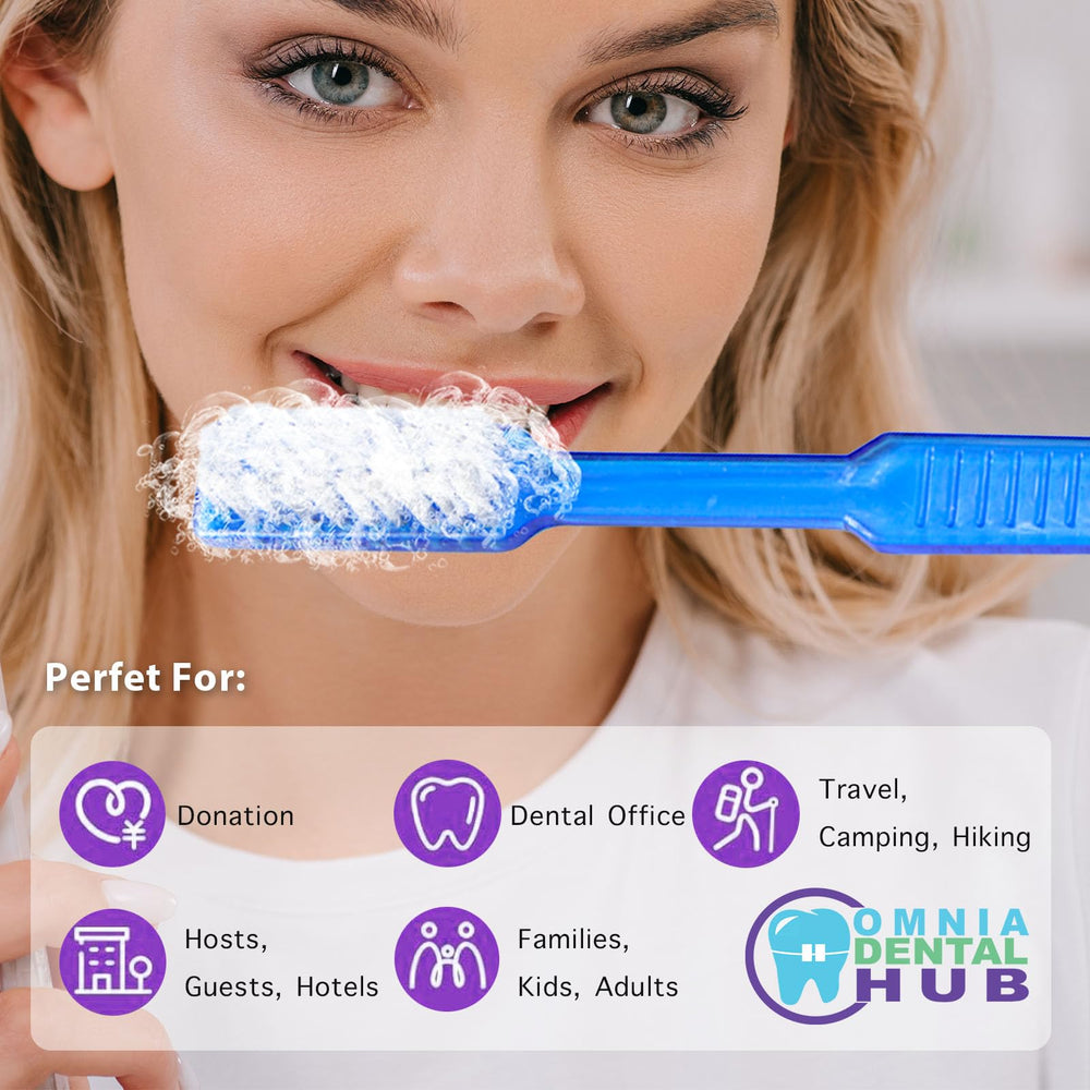 Soft bristles of prepasted toothbrush close-up