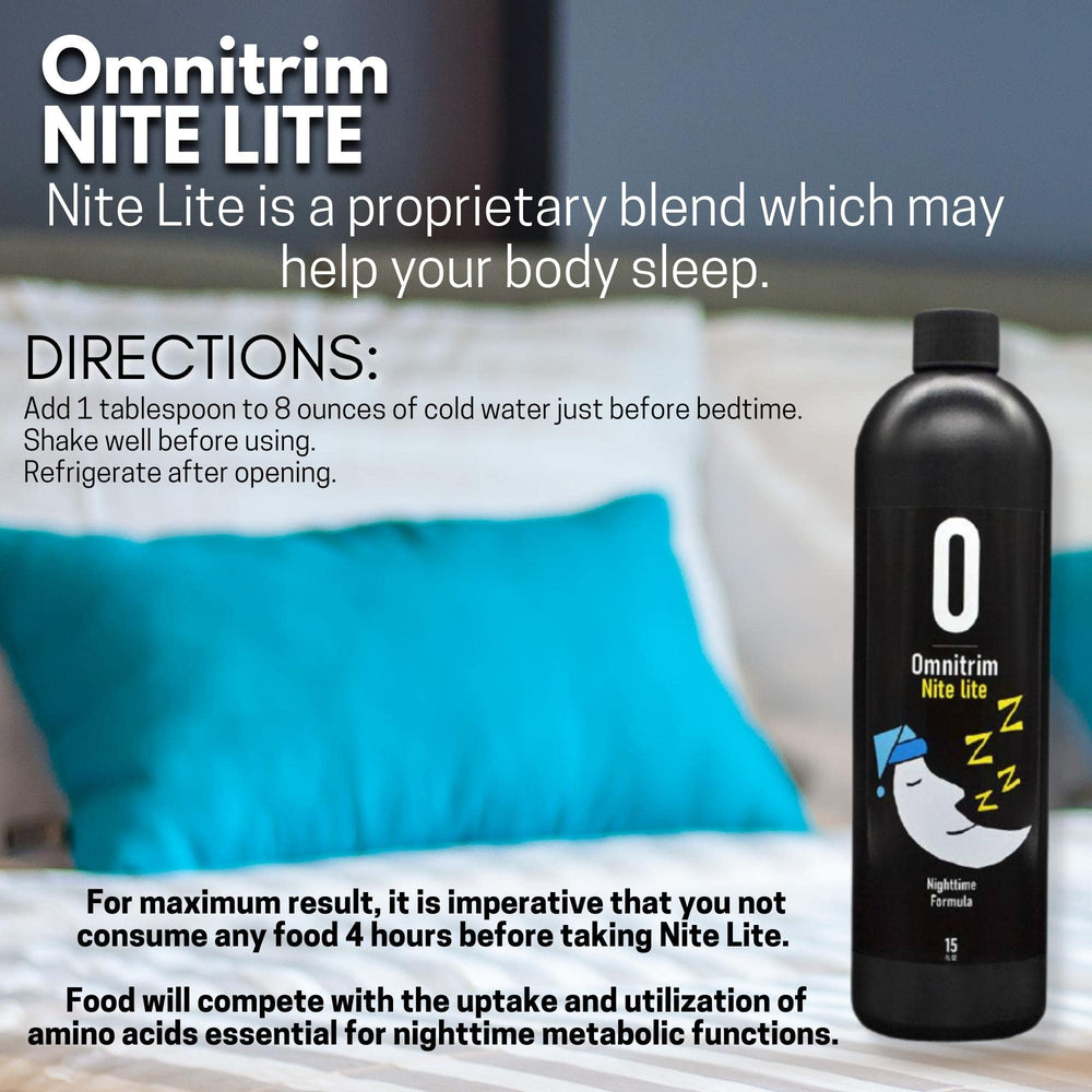 Back of OmniTrim Nite Lite bottle showing supplement facts
