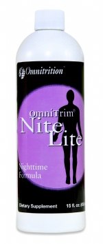 Bottle of Omnitrition OmniTrim Nite Lite sleep support supplement, 15 fl oz