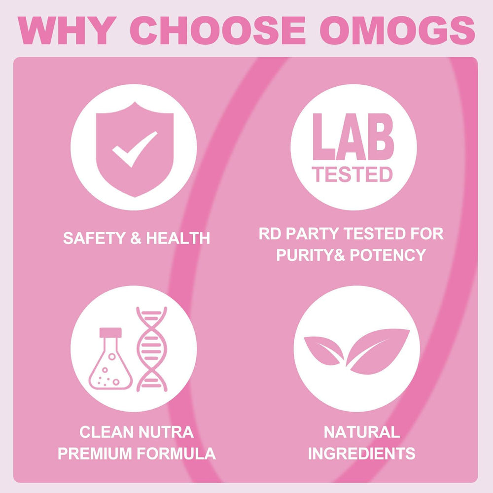 OMOGS collagen powder packaging closeup showing non-GMO and grass-fed source.