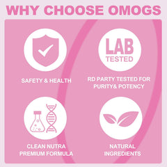 OMOGS collagen powder packaging closeup showing non-GMO and grass-fed source.