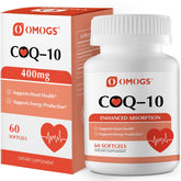 Front view of OMOGS CoQ10 400mg softgels bottle