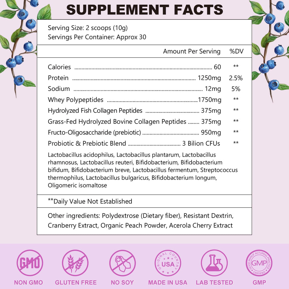 Close-up of collagen powder scoop showing fine texture
