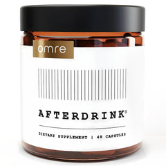 Omre AfterDrink Restore pills bottle on white background