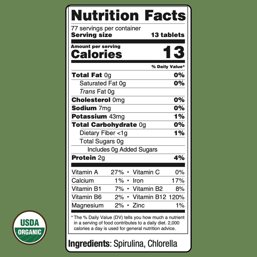 Spirulina and chlorella blend ingredients